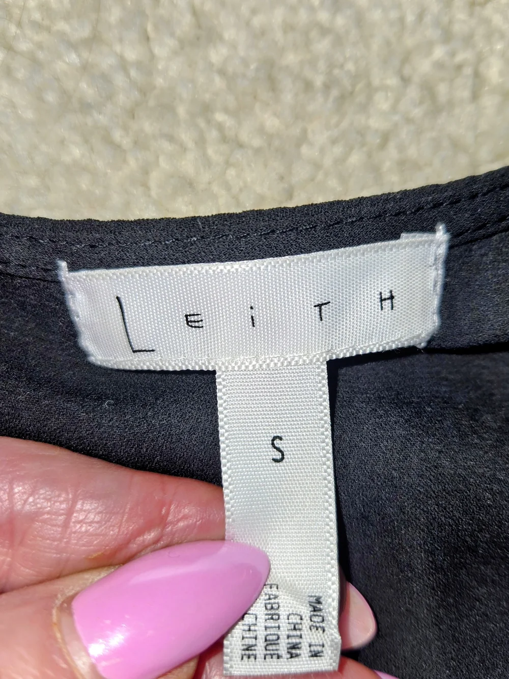 Leith- Black Women's Flowy Wrap Top, Open Shoulder Size S - Picture 2 of 7